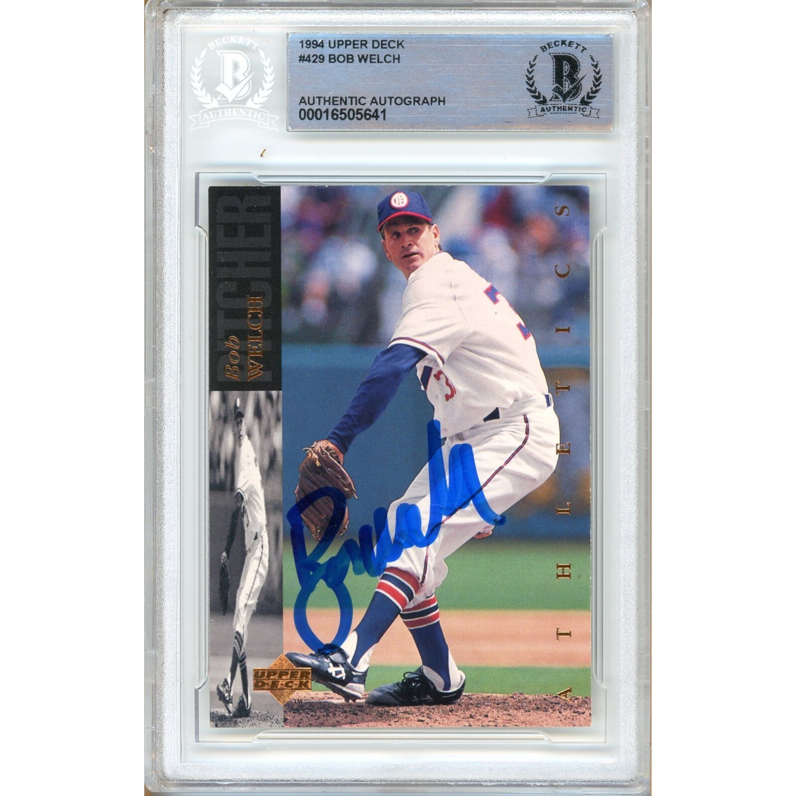 Bob Welch Oakland Athletics Auto 1994 Upper Deck #429 BAS Auth Slab A's Signed