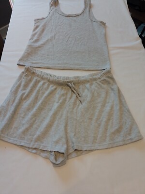 Ladies Nightwear Set Primark M Vest Top Shorts Grey 22150