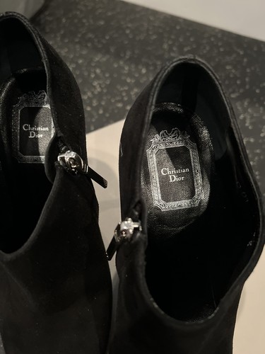 $ 1095 Dior Black Suede Ankle Boots sz 38.5 - Picture 6 of 9
