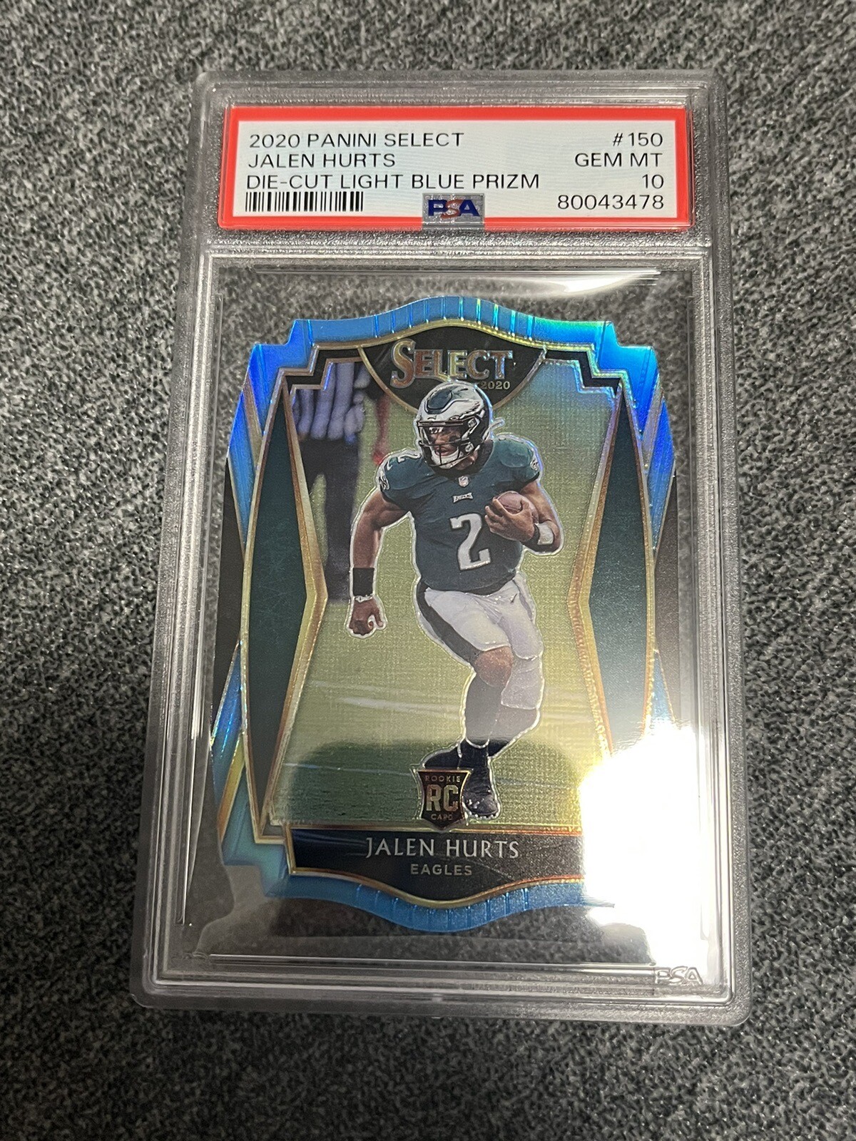 2020 Select Jalen Hurts RC #150 Light Blue Prizm Die-Cut PSA 10 Gem Mint