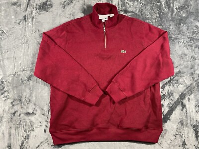 Lacoste 1/4 Zip Pullover Men s 2XL FR 7 Red Preppy Outdoors Hiking Golf Sweater