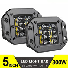 2X 5" 300W Flush Mount LED Lights Pods Backup Reverse Rear Bumper Off Road 4WD