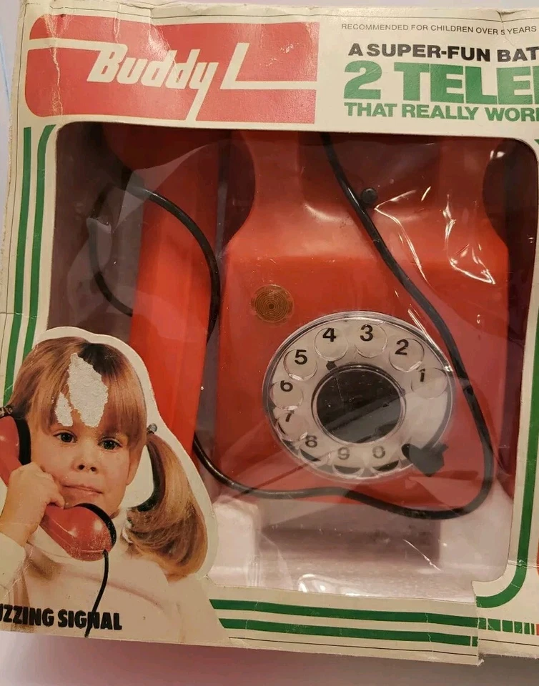复古 Buddy L Telecom Intercom 2 红色玩具电话原装盒 — 第 3/4 张图片