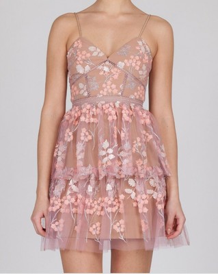 self portrait floral embellished mini dress