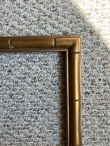 Vintage MCM 60er Jahre großer Bilderrahmen Gold Bambus Muster Holz, passend für 13x16, restauriert - Bild 6 von 19