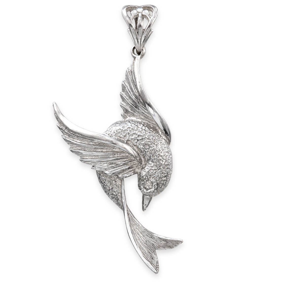 Natural DIAMOND Set BIRD Pendant ~ Solid Sterling Silver Handmade UK
