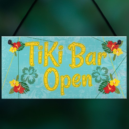 Tiki Bar Open Hanging Bar Plaque Beer Cocktail Beach Decoration Sign Friend GIFT - Picture 5 of 9