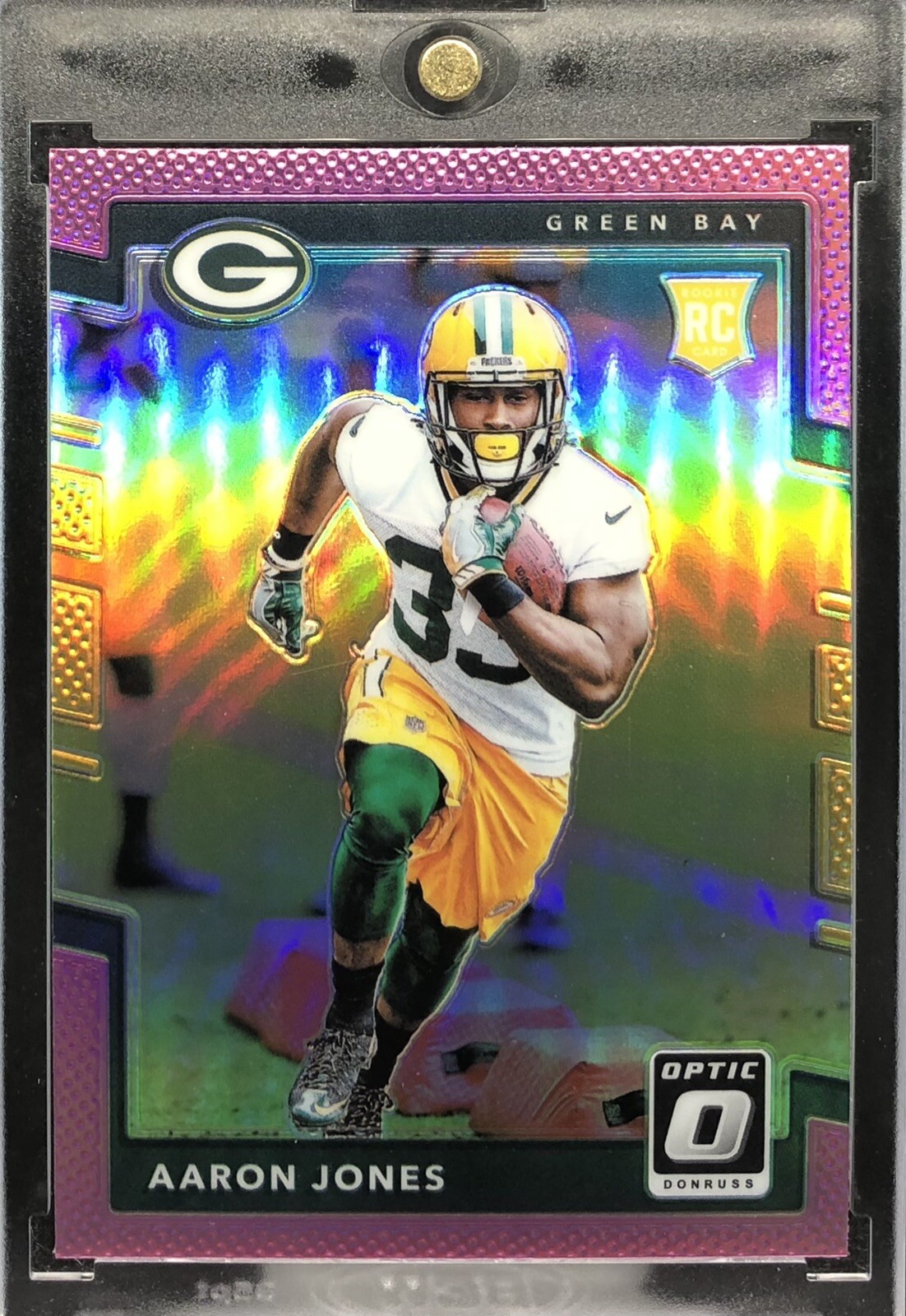 AARON JONES 2017 Donruss Optic RC Rookie PINK HOLO PRIZM #135 Minnesota Vikings