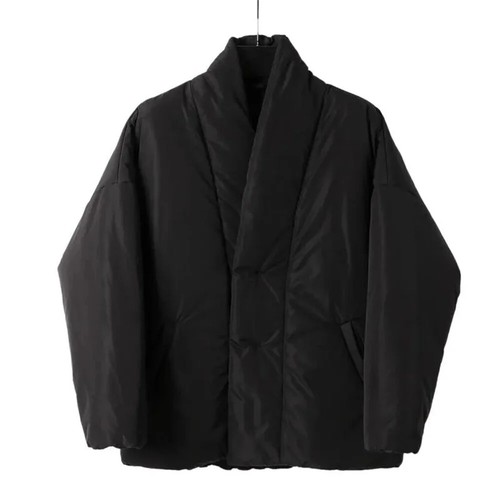 2023 Winter New Black Kimono Cotton Coat Thickened, Warm, Loose and Fashionable