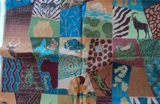 BTY x44" Camelot Cottons safari nights quilt fabric jungle animals gold metallic