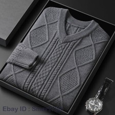 High End Mens Wool Sweater Thick Fall Winter Warm Basic Knitting Sweaters Tops