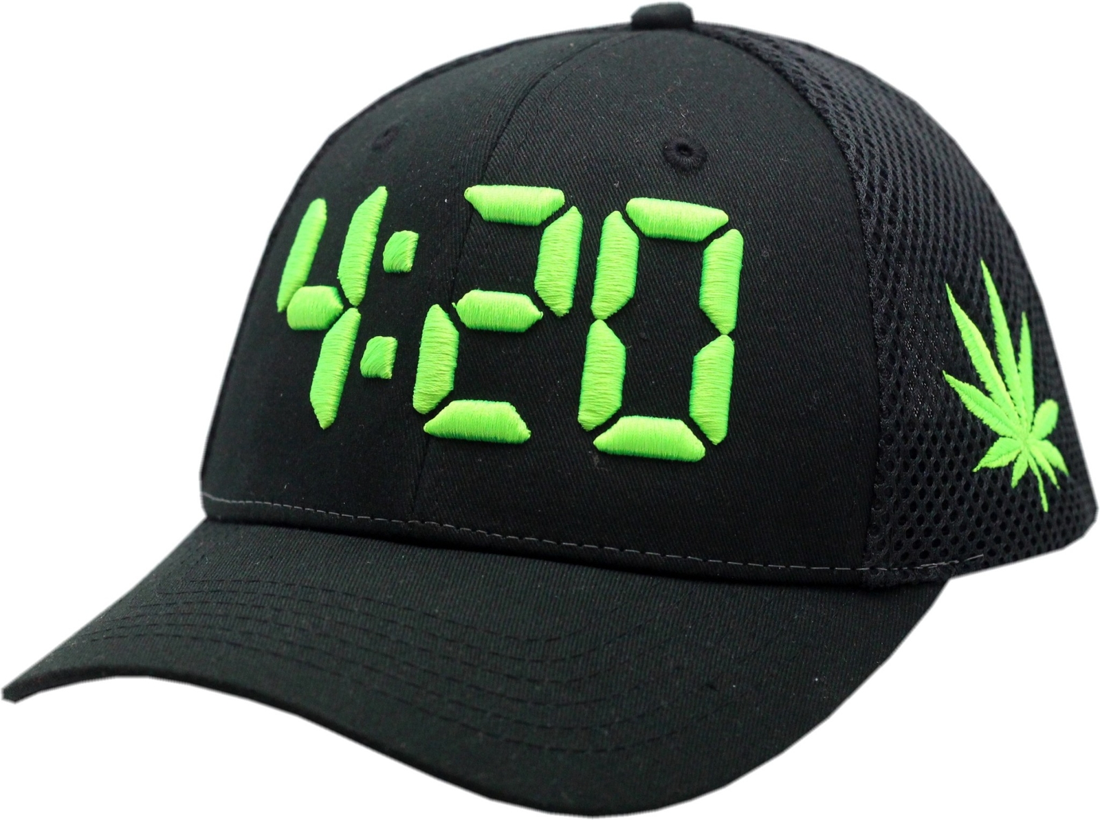 Canabis 420 Trucker Mesh Adjustable Hat Black 