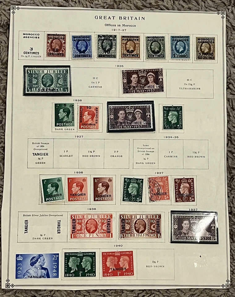 1907-1940 BRITAIN OFFICES IN MOROCCO AND TANGIER M&U STAMP LOT ON ALBUM PAGE - Image 3 of 4