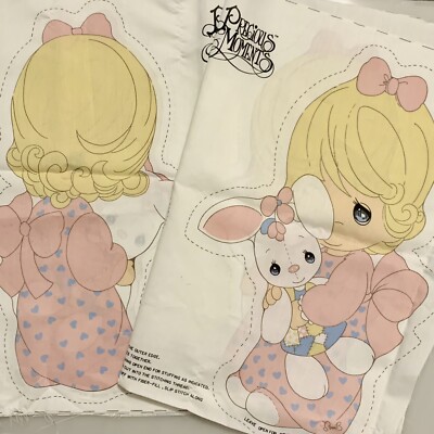 A29) Set of 2 Vintage 1985 Precious Moments Fabric Cut & Sew Stuff Doll Pillow