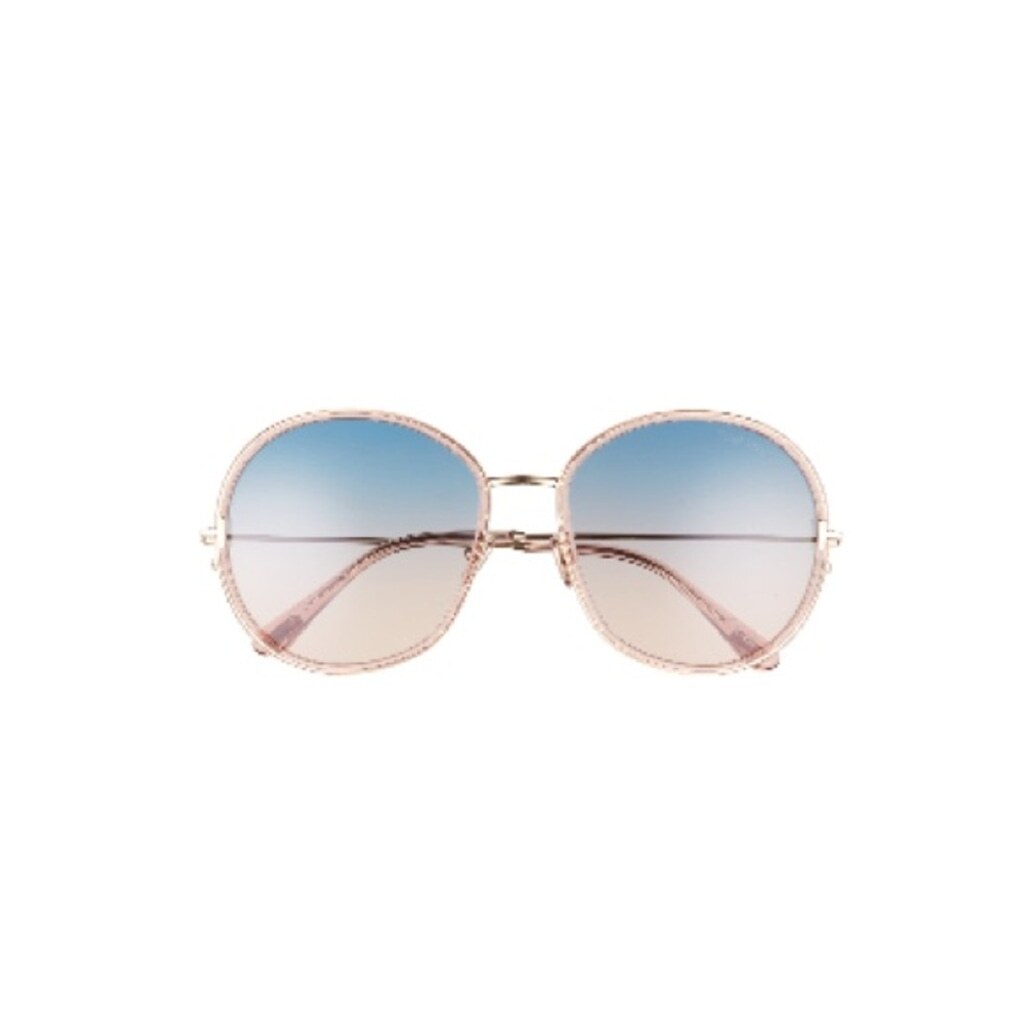 Tom Ford Hunter 58mm Round Sunglasses in Shiny Pink/Gradient