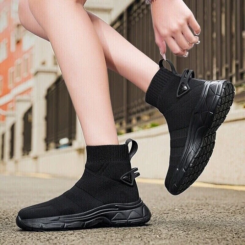 High Top Freizeitschuhe Damen Herren Sneaker Outdoor Sockenschuh Mesh Slipper - Bild 22 von 30