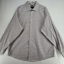 Pronto Uomo Non Iron Classic Fit Men 2X Big Blue Check Long Sleeve Casual Shirt