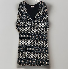 Vintage black floral deep v-neck sweetheart neckline midi dress Size 1X est