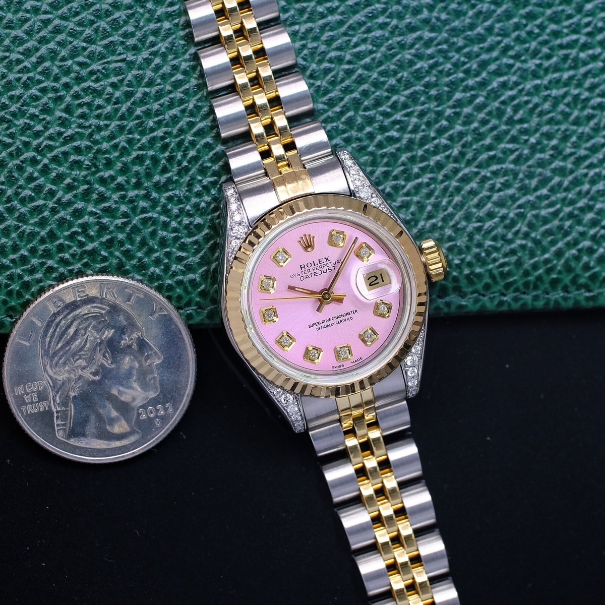 Rolex Datejust Ladies Watch 69173 18KY & SS Pink Diamond