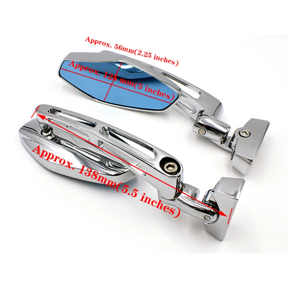 For Suzuki GSXR 600 750 1000 Hayabusa GSX1300R SV TL Motorcycle Chrome Mirrors - Image 3 of 4