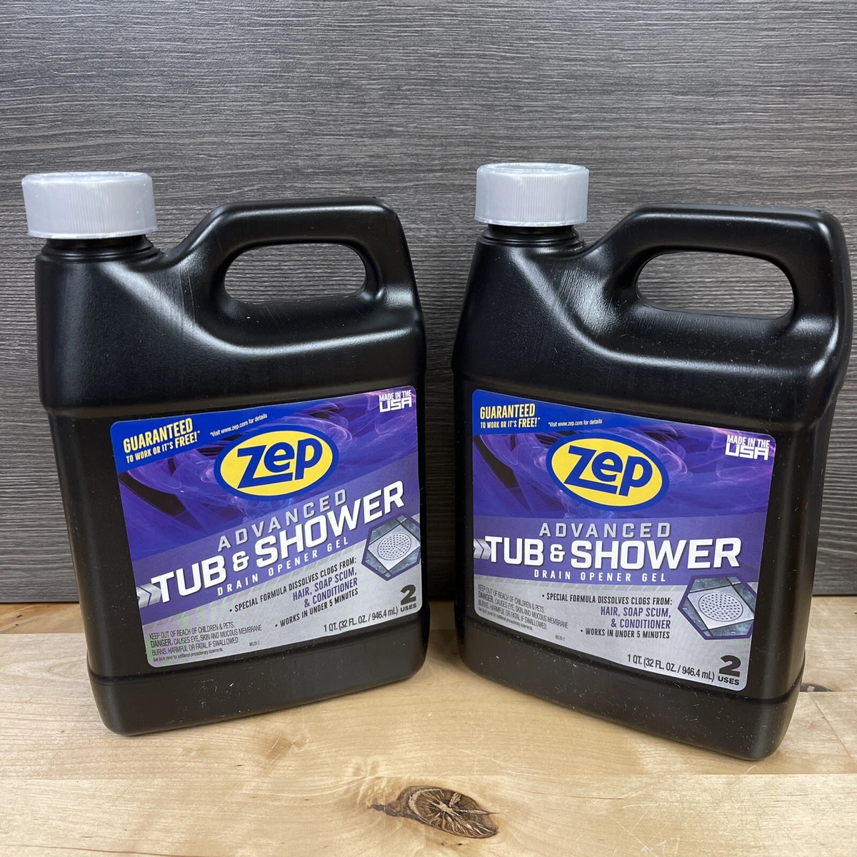 2 Pack ZEP Advanced Tub and Shower Drain Opener Gel 32oz Drain Cleaner New