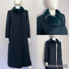 Nwt Women Plus Size Long Coat Wool/cashmere Blend Real Mink Fur Collar Rp $1200