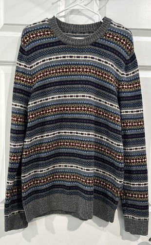 Abercrombie & Fitch Wool Infused Fair Isle Sweater Mens M Pullover Knit Holiday - Picture 1 of 9