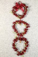 Set Of Three Interlocking Red Berries Open Heart Wreath Valentine Decor 19  L