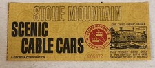 Stone Mountain Scenic Cable Card Ticket Stub Vintage Georgia