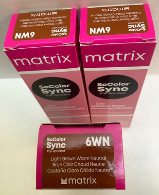 Matrix SoColor Pre-Bonded Permanent Hair Color, 2oz, 6WN Light Brown Warm, 3pk