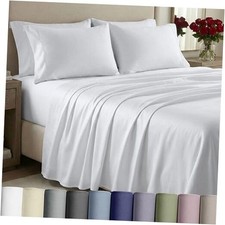 White Sheet Set Deep Pocket - Luxury 1000 Thread Count Queen Bright White