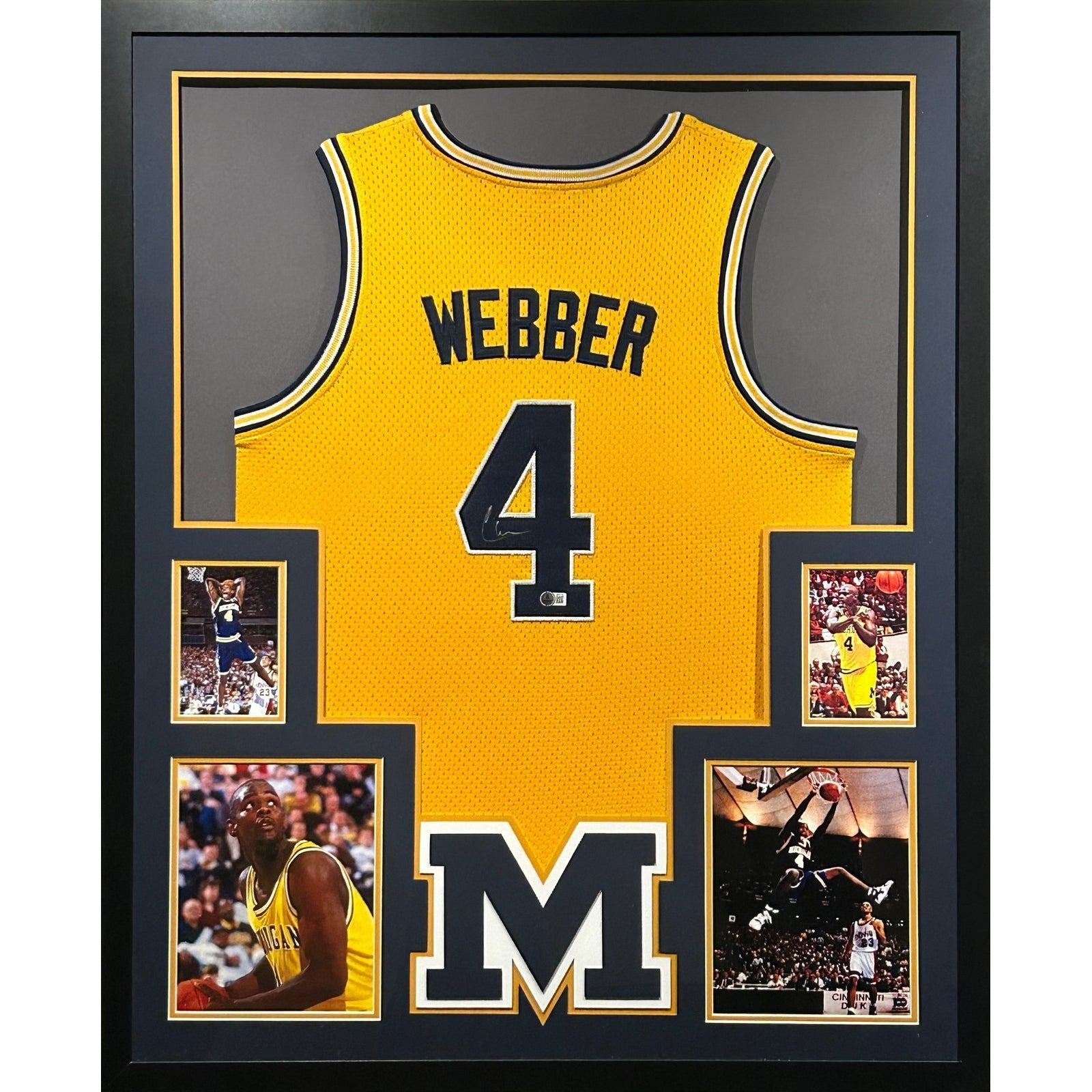 Chris Webber Framed Signed Michigan Jersey JSA Autographed Wolverines 