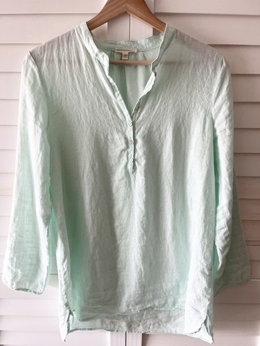 Eileen Fisher Organic Irish Linen Handkerchief Shirt Size Small