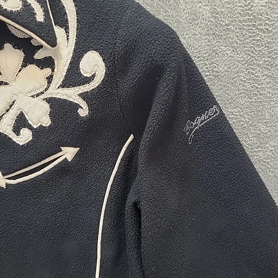 Bogner Western Black Embroidered Fleece Shirt  Button Snap Women's Medium VTG - Imagem 3 de 4