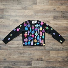 Vintage 90s Michael Simon Beaded Perfume Bottle Sweater Size Small