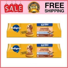 2 Box Pedigree Chopped Ground Dinner Chicken  Bacon Wet Dog Food, 13.2 oz Cans