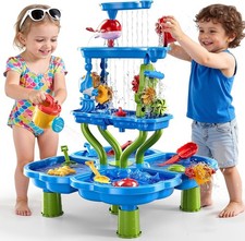 3-Tier Water Table for Toddlers 1-3, Kids Water Play Table with Waterfall, Spinn