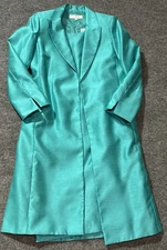 Suit Studio Dress Coat Set Womens 10 Blue Shimmer Sheath Formal Wedding 2 Piece