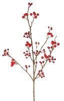 Artplants KüNstlicher Schneebeeren Zweig Harmonia, Beeren, Rot, 80Cm