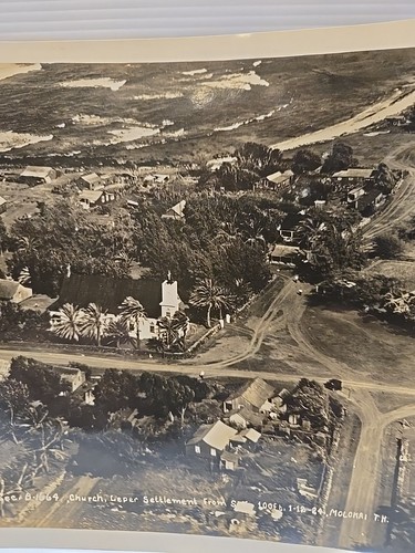 1924 Molokai Hawaii Leper Settlement Vintage Aerial Original Photo ~7x9.5 - Picture 4 of 9