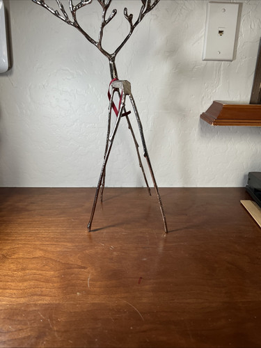 POTTERY BARN Silver Tone Free Standing Reindeer Deer Rustic Metal Twig - 20”x8” - Bild 5 von 7