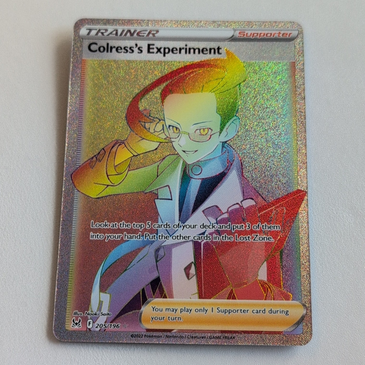 Pokemon Colress's Experiment 205/196 Swsh11 Lost Origin Secret Rare Holo