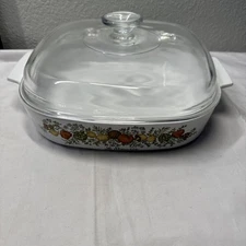 VTG Corning Ware Spice of Life 2.5 Liter A-10-B Lid 9.75×9.75x2" Casserole Dish