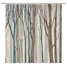 Sunhe Tree Shower Curtain Abstract Birch Tree Trunk Autumn Leafless Fall Fore...