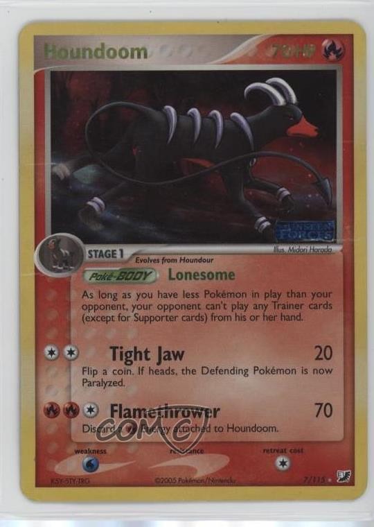 Houndoom Reverse Foil Pokemon EX Unseen Forces #7 2005