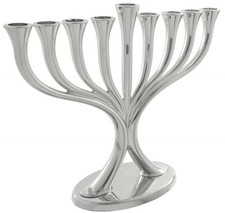 Ner Mitzvah Hanukkah Menorah with 9 Branches Silver 19.5cm Chanukah UK50081