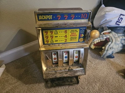 Vintage Waco Jackpot Casino Seven Toy Slot Machine Bank Working 13