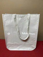 Lululemon Reusable Big Shopping Tote Bag Ecru Color 16”x14”x6” Snap Closure