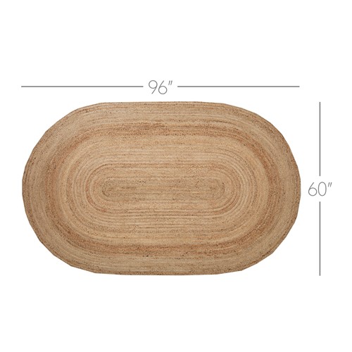 Area Rug Natural Jute Farmhouse 60x96 Oval Braided No Slip Floor Mat VHC Brands - Picture 2 of 12