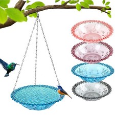 4 Pack Hanging Bird Baths Bowl Outdoor Bird Feeder 15.7 Inch Metal Chains, We...